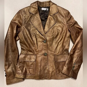 Vintage Coats by Cortina- Golden Leather Jacket Size SMALL - EXCELLENT Condition